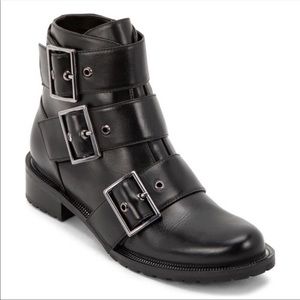 Blondo Leather Buckle Moto Boots